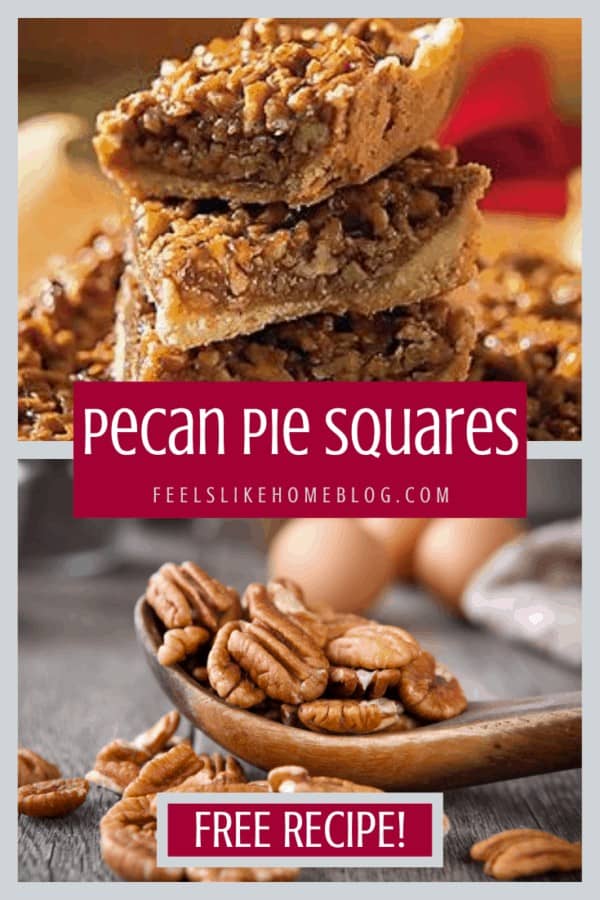 A collage of pecans with pecan pie squares cookies