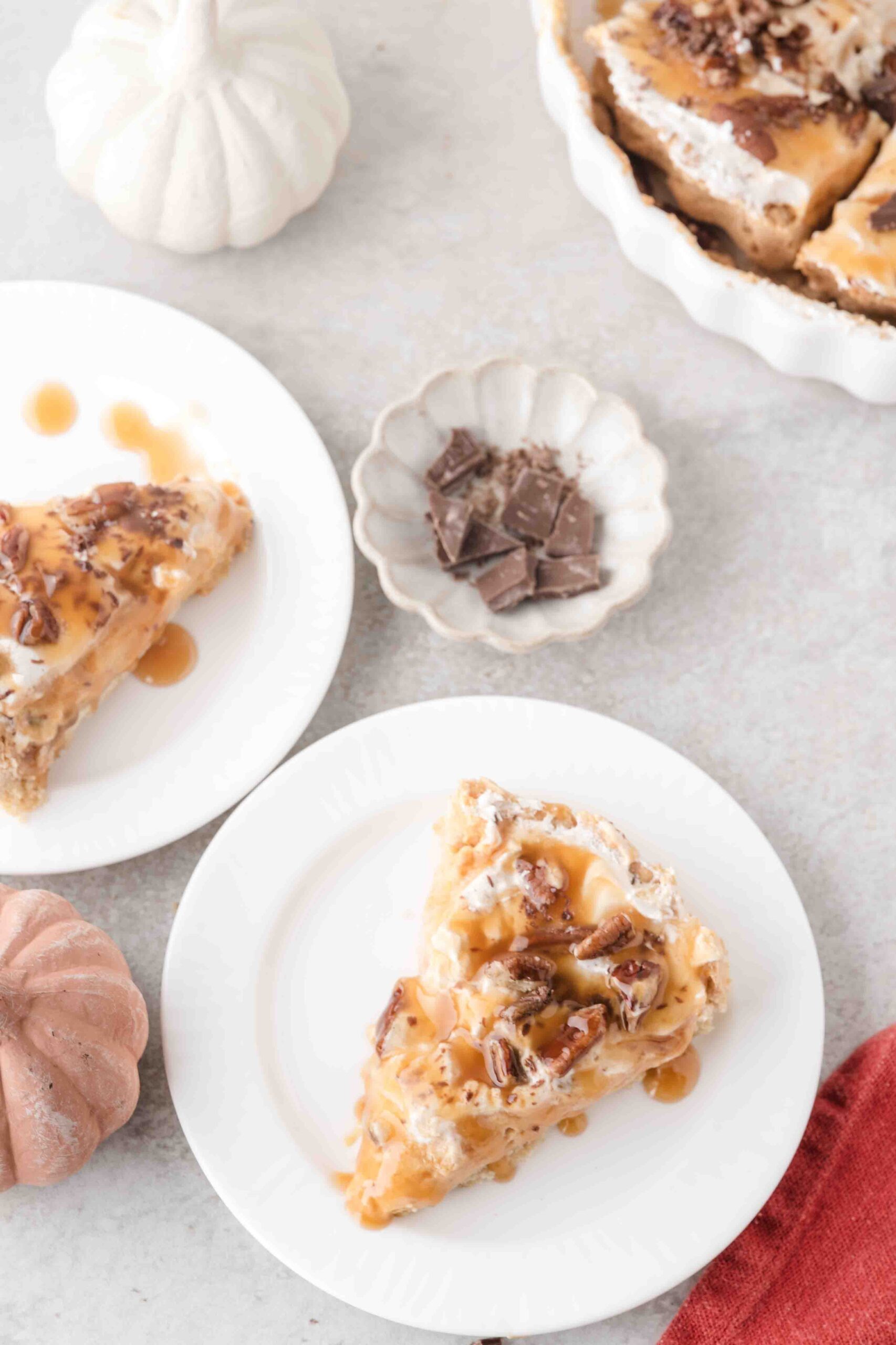 No bake pumpkin pie served and plated