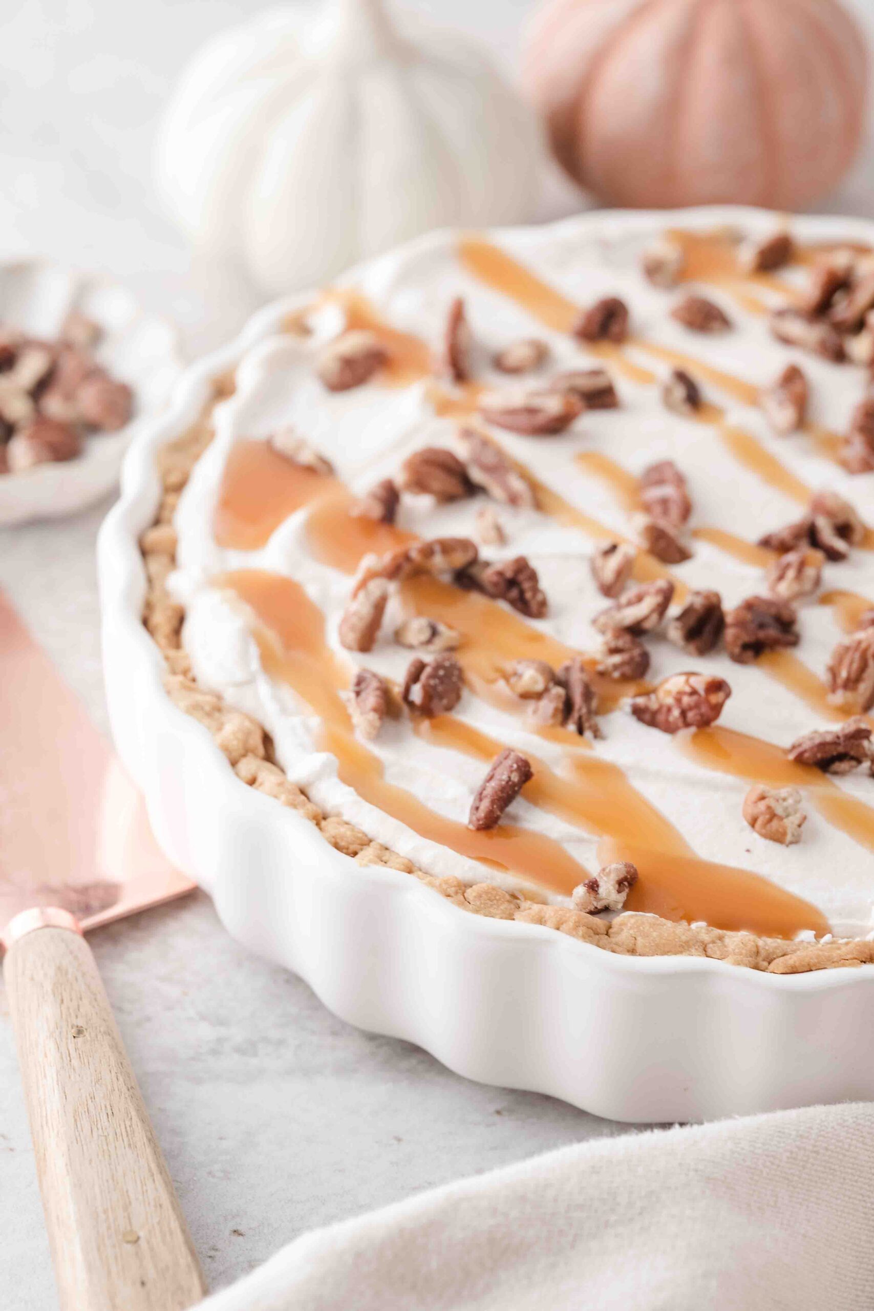 Homemade creamy pumpkin pie all ready to be served