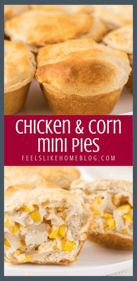 A close up of chicken corn and cream cheese biscuit cups