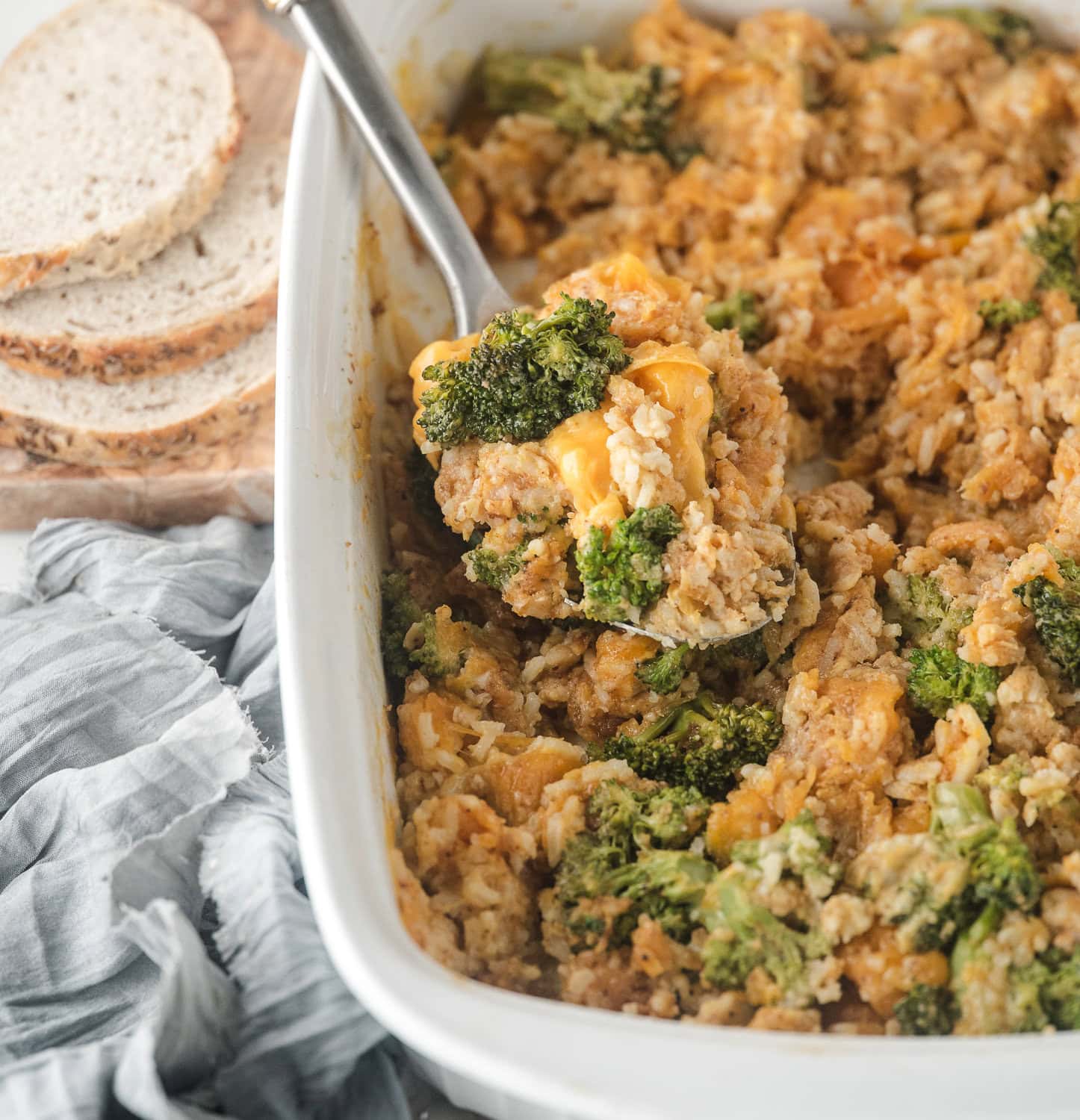 Straight our of the oven, scooping up a portion to be served 