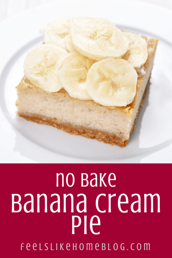 A slice of cream pie on a plate, with Banana