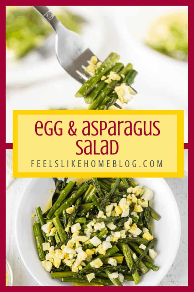A bowl of food with asparagus, with Salad and Vinaigrette