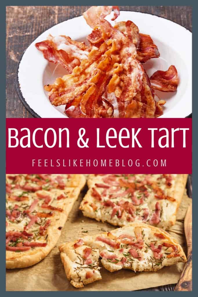 A tart with leeks and bacon