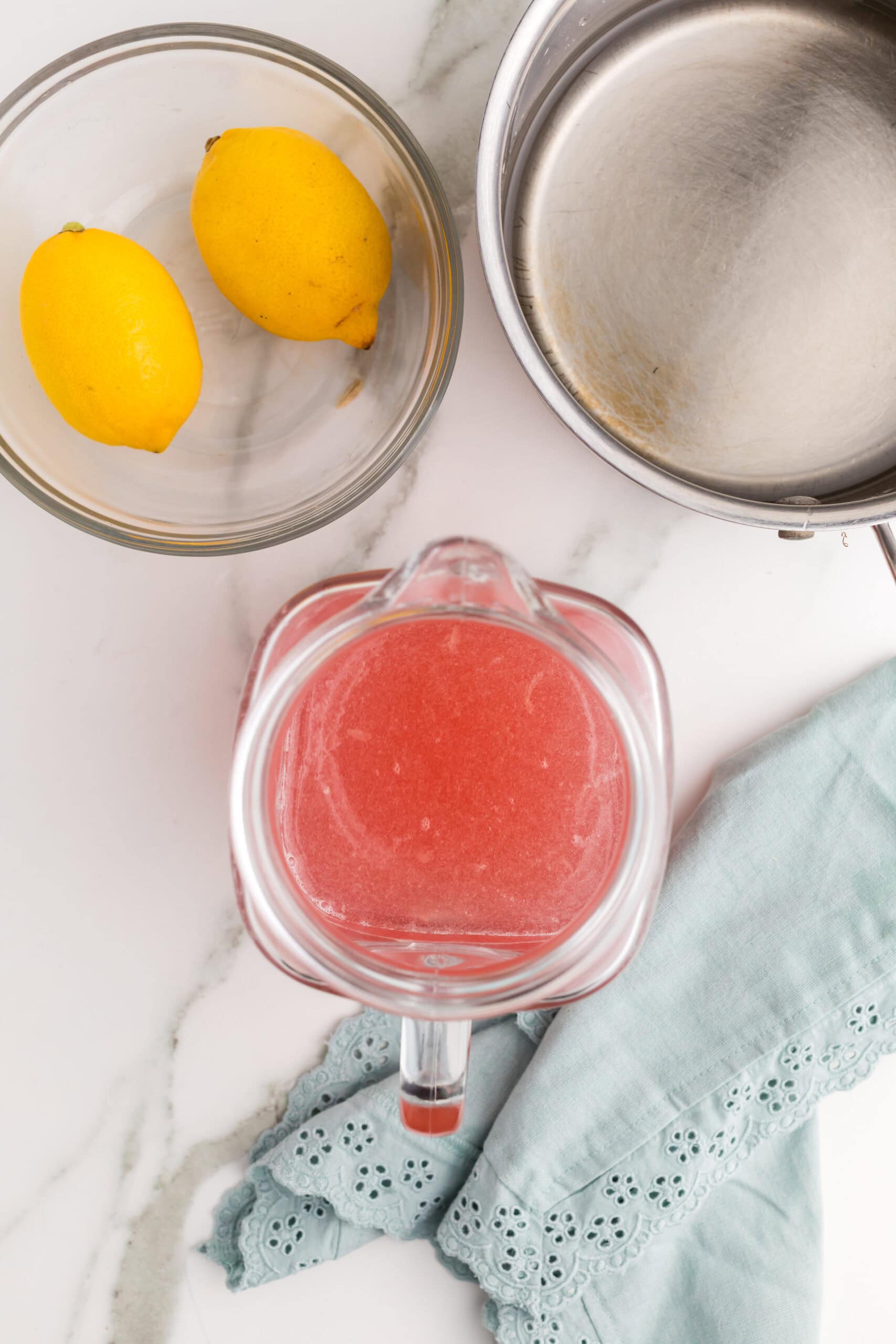 Preparing the cranberry lemonade juice mixture