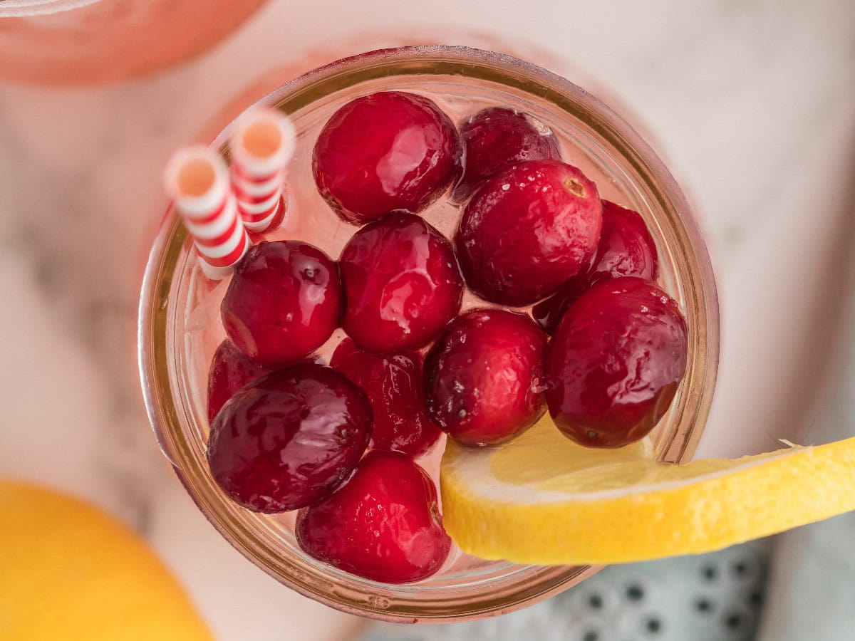 Homemade cranberry lemonade refresher for summer