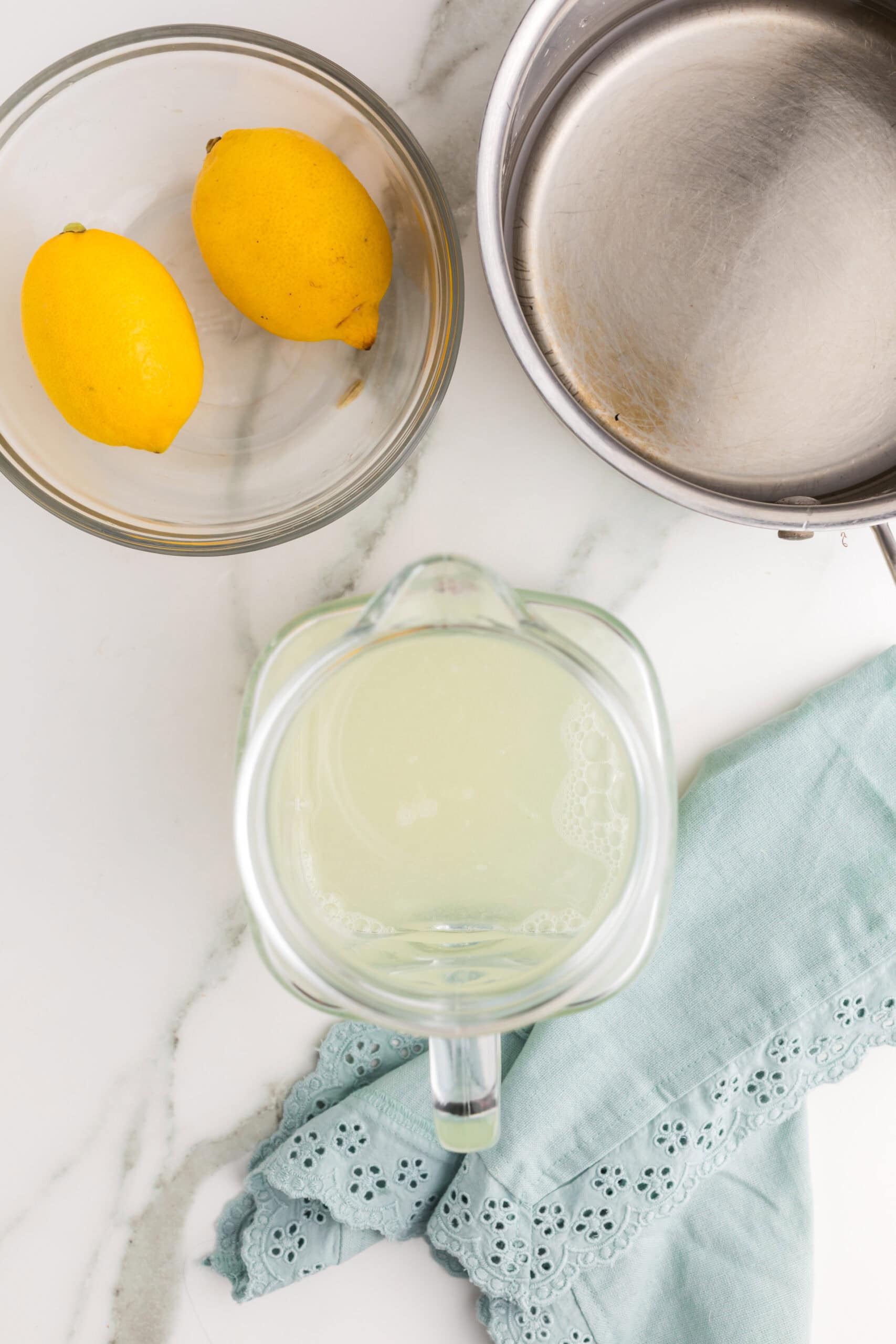 Homemade lemonade mixture with fresh lemon juice