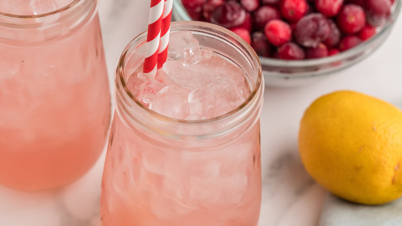 Refreshing cranberry lemonade served over ice