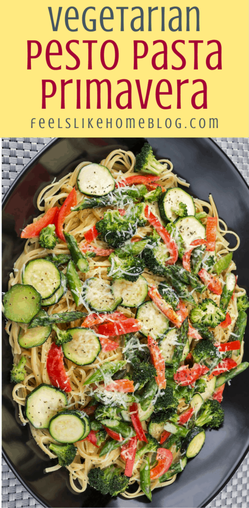 spaghetti primavera with pesto and zucchini