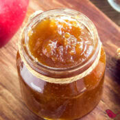homemade apple butter in a glass jar