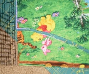 A close up of where to cut the fabric