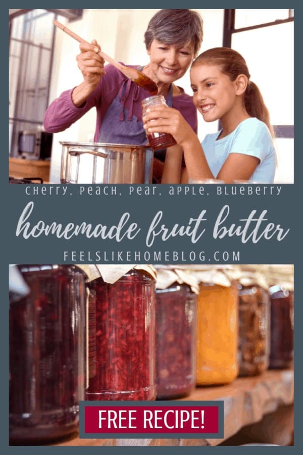 A line of jars of jellies, fruit butter, and preserves