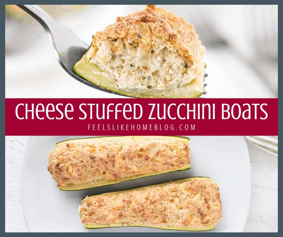 A plate of food with zucchini boats and Cheese