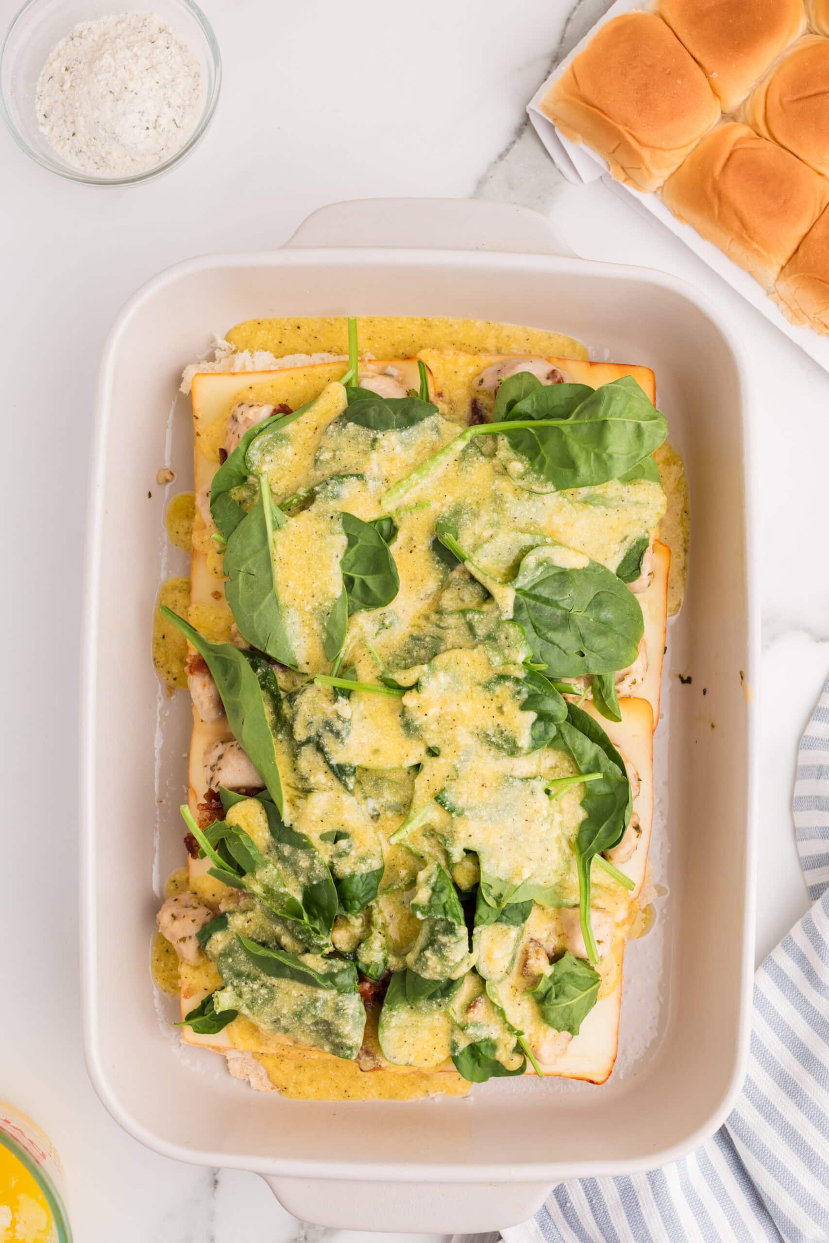 Creamy ranch chicken slider filling