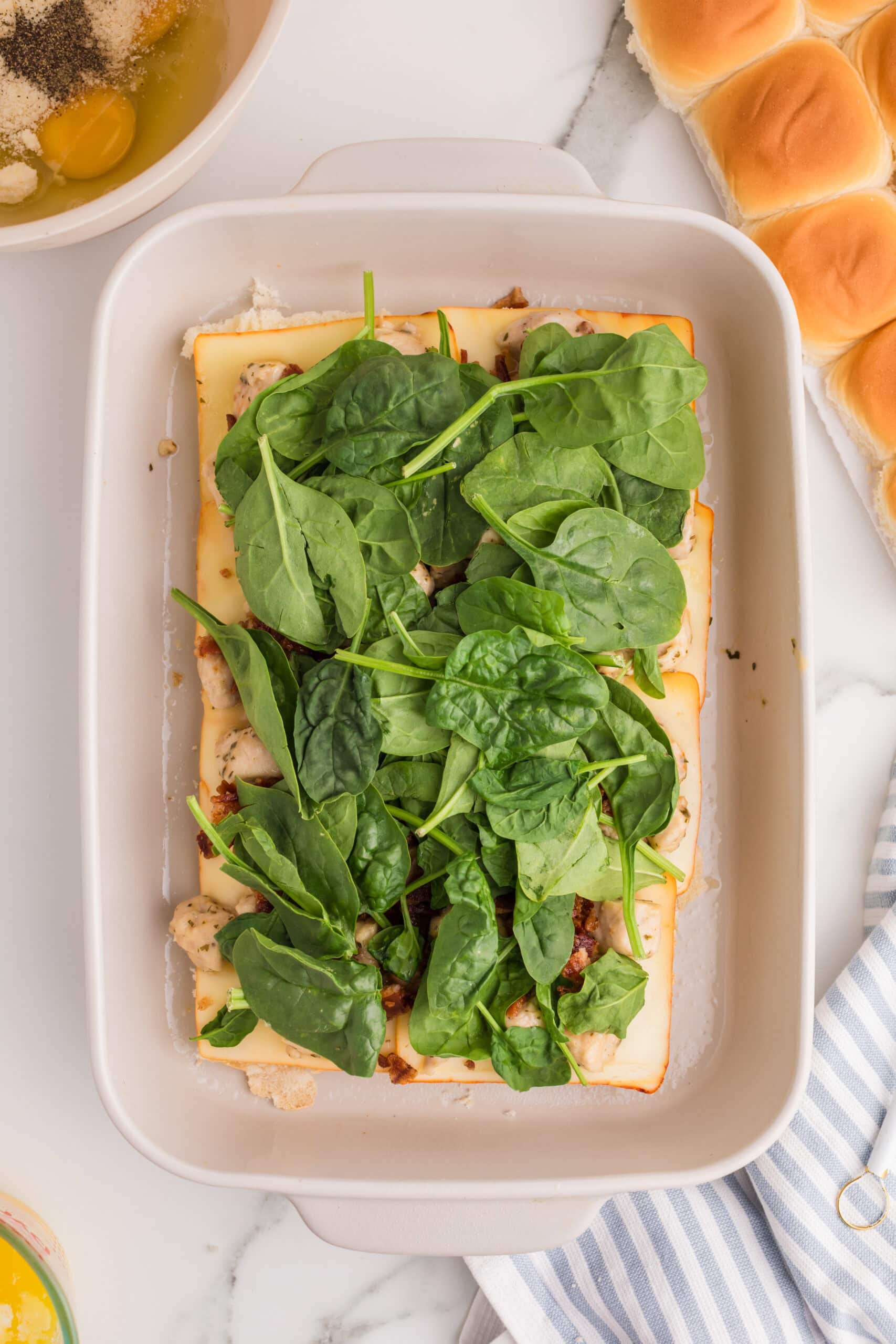 Spinach chicken bacon ranch sliders