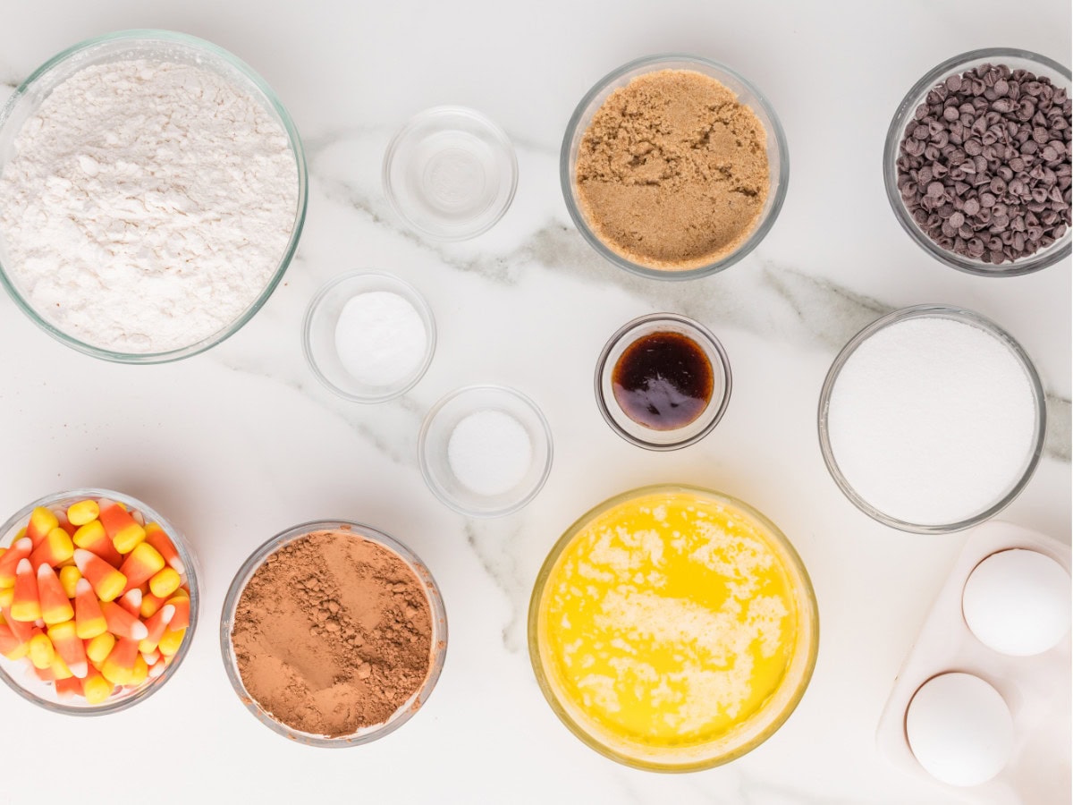 Double chocolate candy corn cookie ingredients