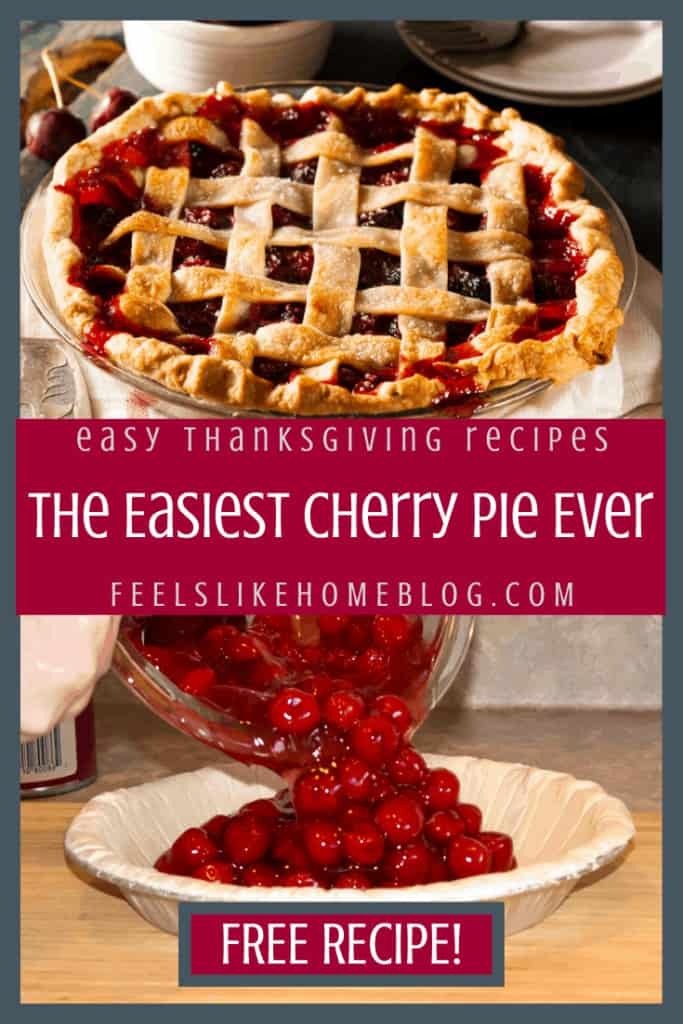 The best classic, simple, and easy cherry pie recipe - This pie takes less than 5 minutes to assemble because it uses canned pie filling and pre-made crust. Sweet, old fashioned, homemade pie that doens't take any time to make.