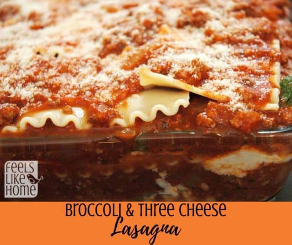 Broccoli lasagna with three cheeses