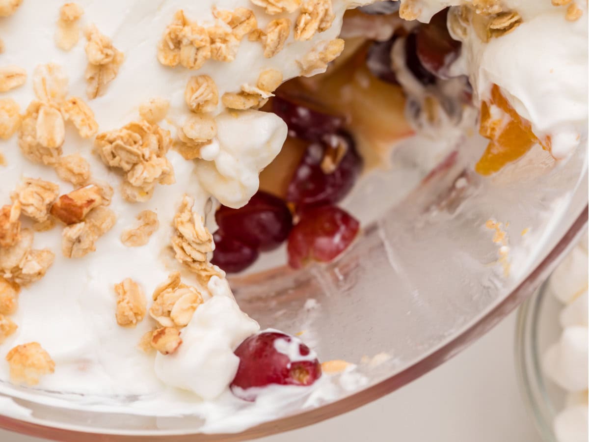 Creamy layered fruit salad