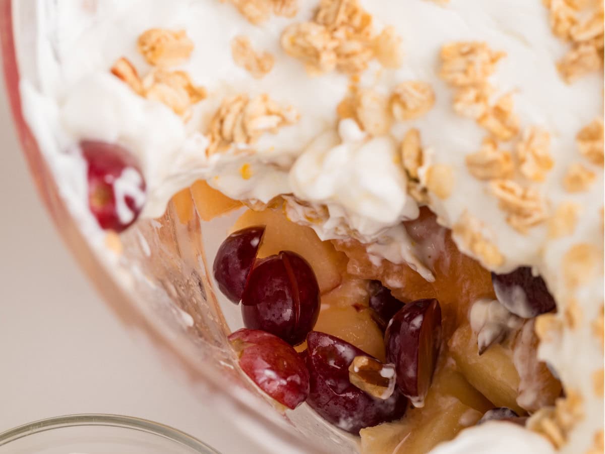 Fresh fruit salad with yogurt dressing