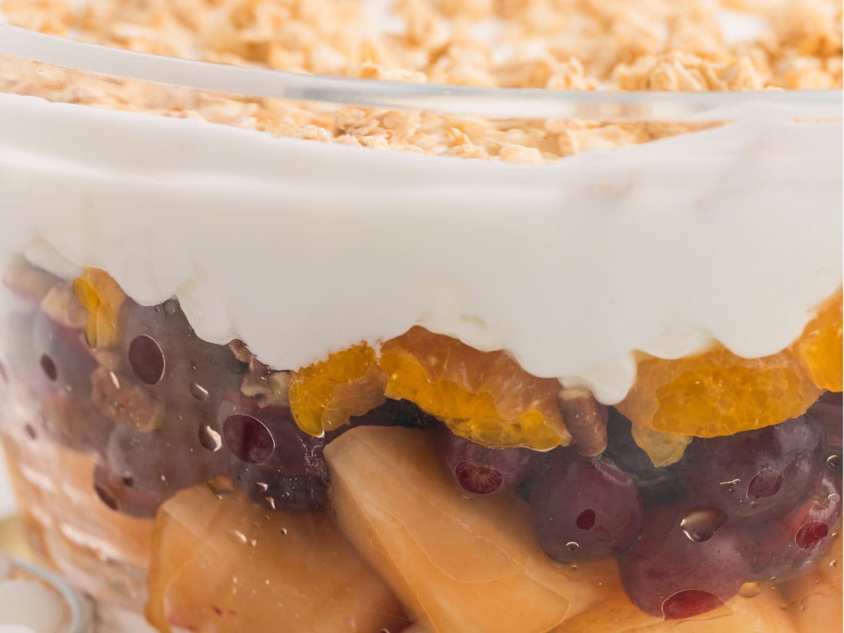 Fruit salad with creamy yogurt dressing