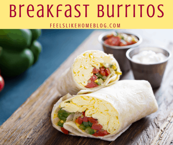 healthy breakfast burritos cut in half