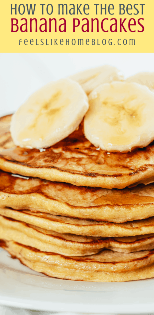 four pancakes with bananas
