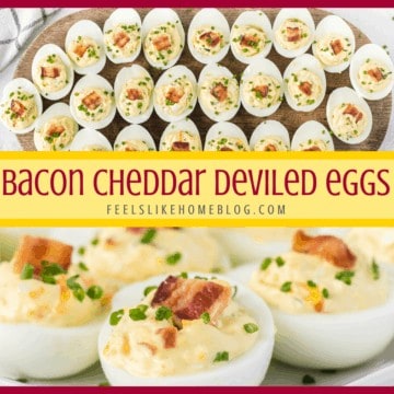 A close up of deviled eggs