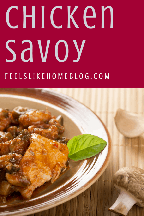 A plate of chicken savoy on a table