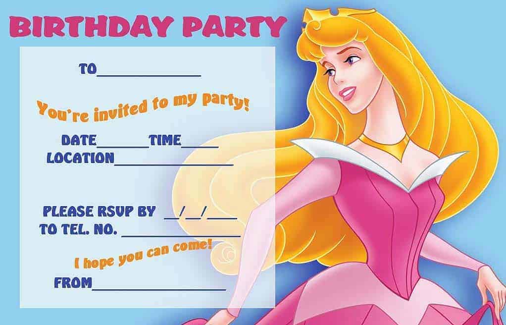 aurora birthday party invitation