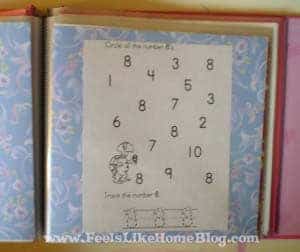 preschool activity book numbers page