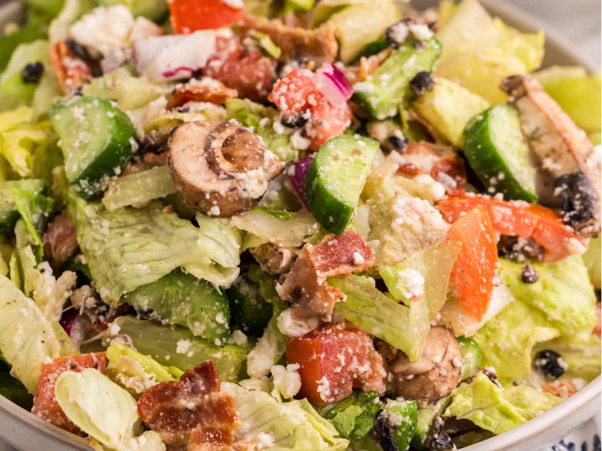 Easy Greek salad with lettuce and feta