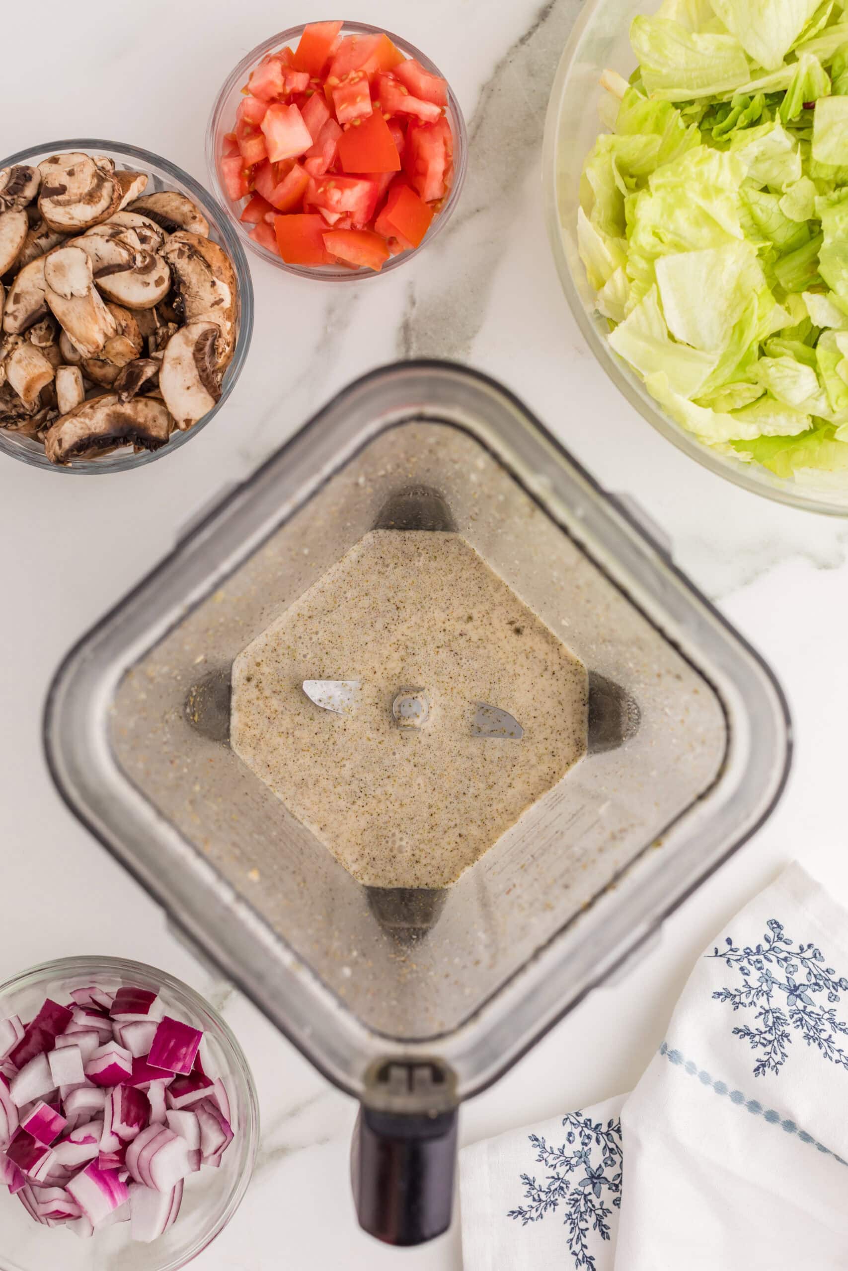 Easy homemade Greek salad dressing with fresh vegetables