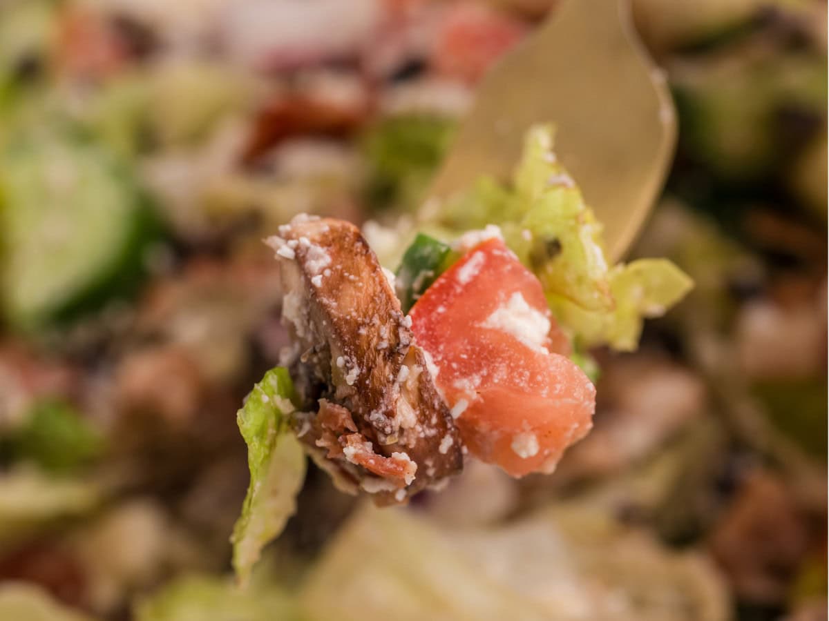 Fresh Greek salad with crisp romaine lettuce