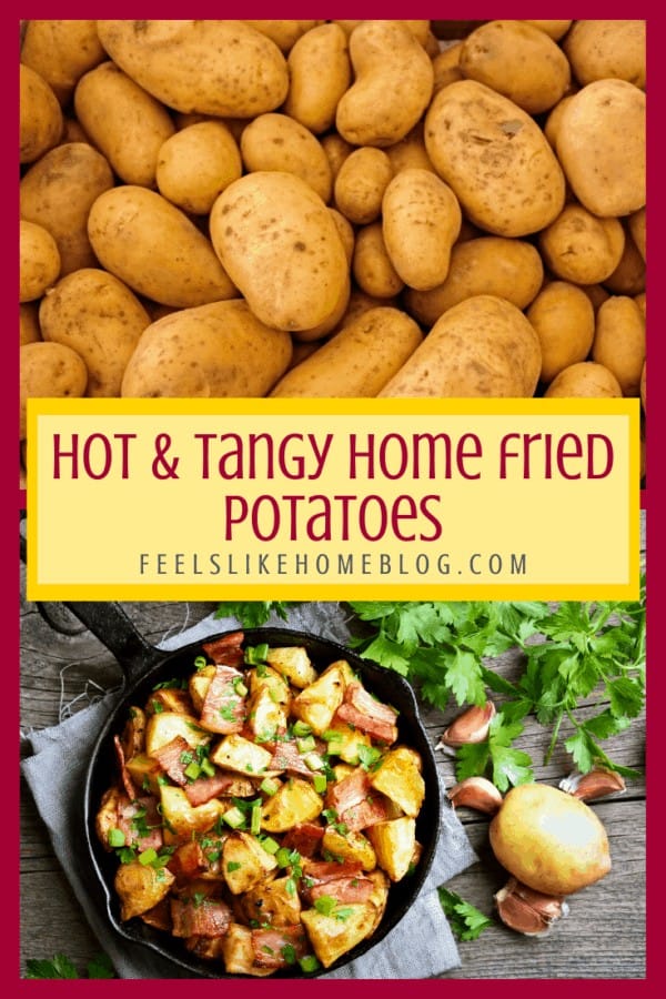 A collage of home fries and potatoes