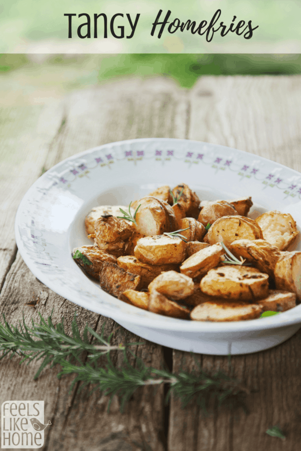 A plate of food on a table, with Potato and Home fries