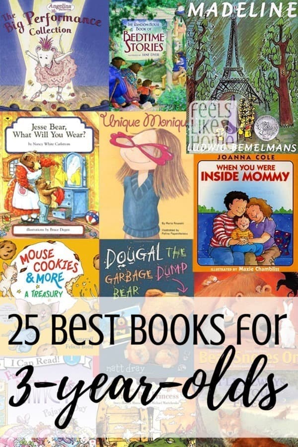 A collage of the best books for 2 and 3 year olds