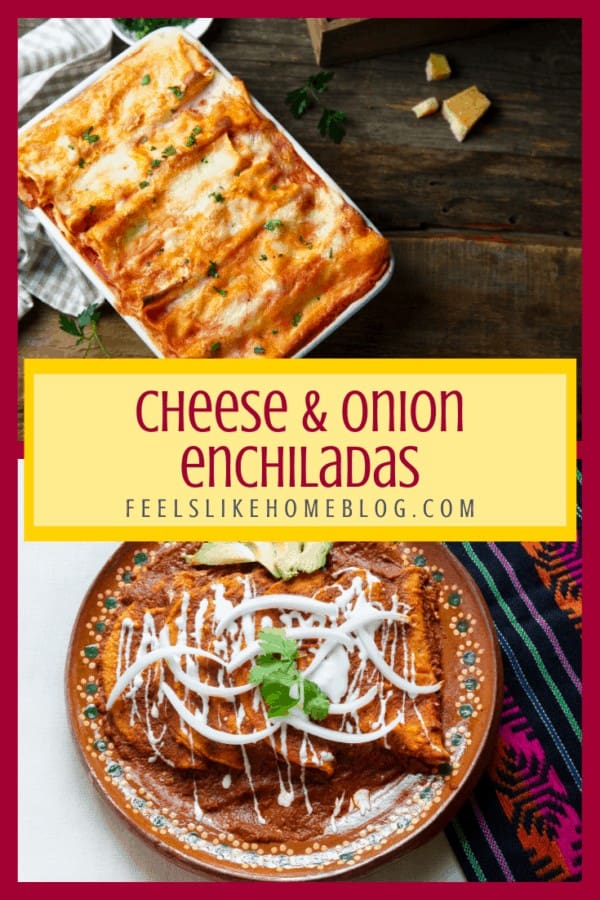 A pan of enchiladas and a single cheese enchilada on a plate