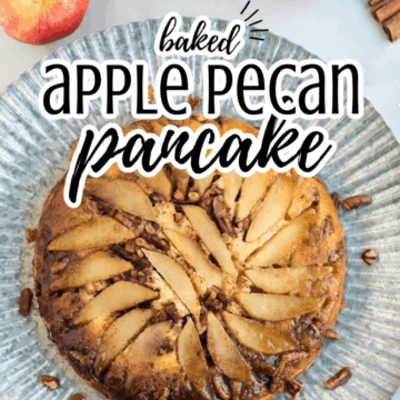 baked apple pecan pancake on a platter