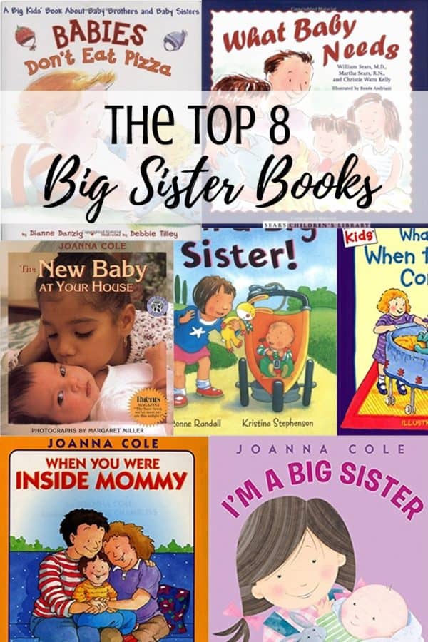 A collage of book covers for big sisters