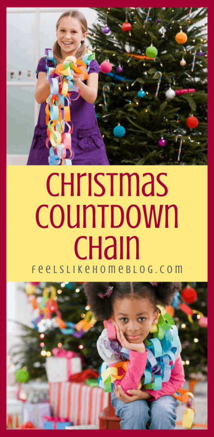 a collage of girls with Christmas countdown chains 