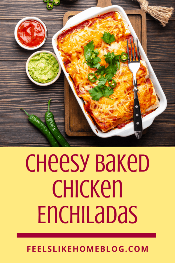 A pan of enchiladas with a fork