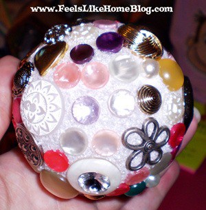 Christmas ornament covered with buttons