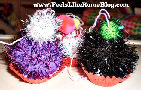 pom pom cupcake ornaments