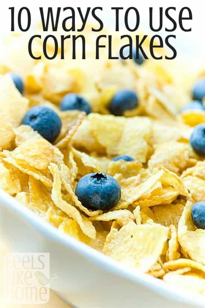 a bowl of corn flakes with blueberries