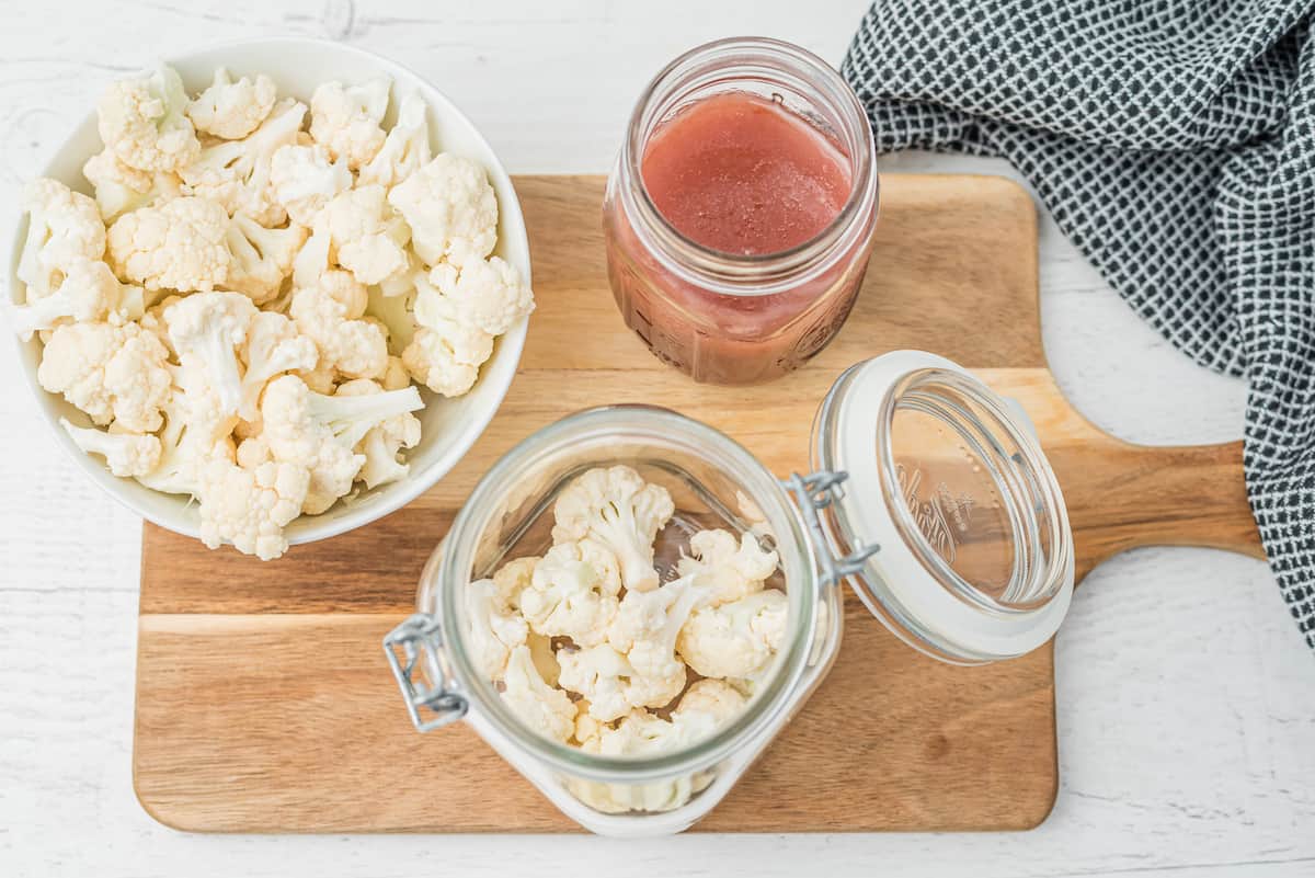 fill up the jar with cauliflower