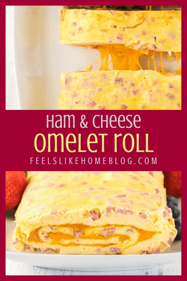 A close up of ham and cheese omelet roll