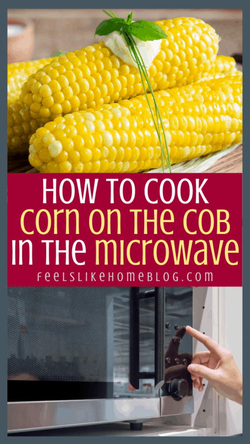 a microwave and a stack of corn on the cob