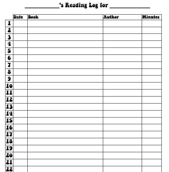 Printable Reading Log