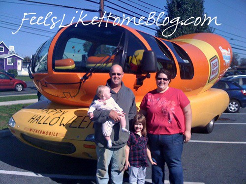 my family in front of the Oscar Mayer Wienermobile